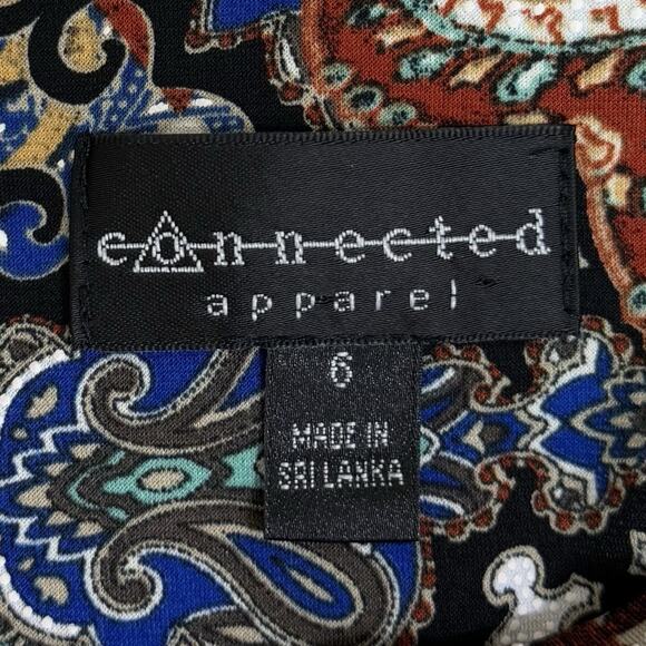 Connected Apparel Dress Women's 6 Multicolor Boho Floral Abstract Bell Sleeves - Picture 5 of 8